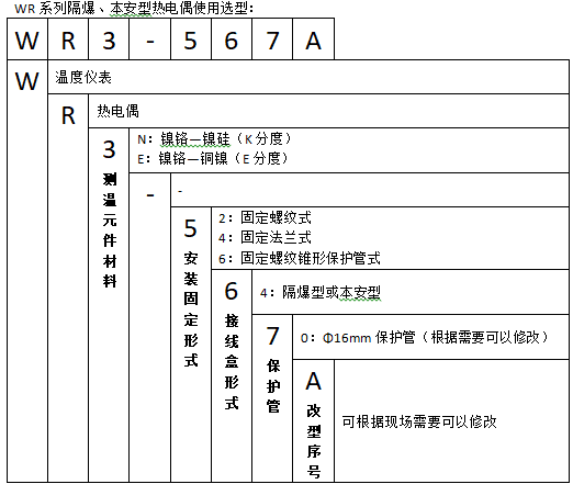 WRNK-240隔爆型本安型鎧裝熱電偶使用選型
