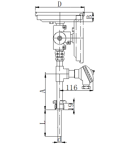 WSSP-481可動(dòng)外螺紋萬向一體化雙金屬溫度計(jì)安裝圖片
